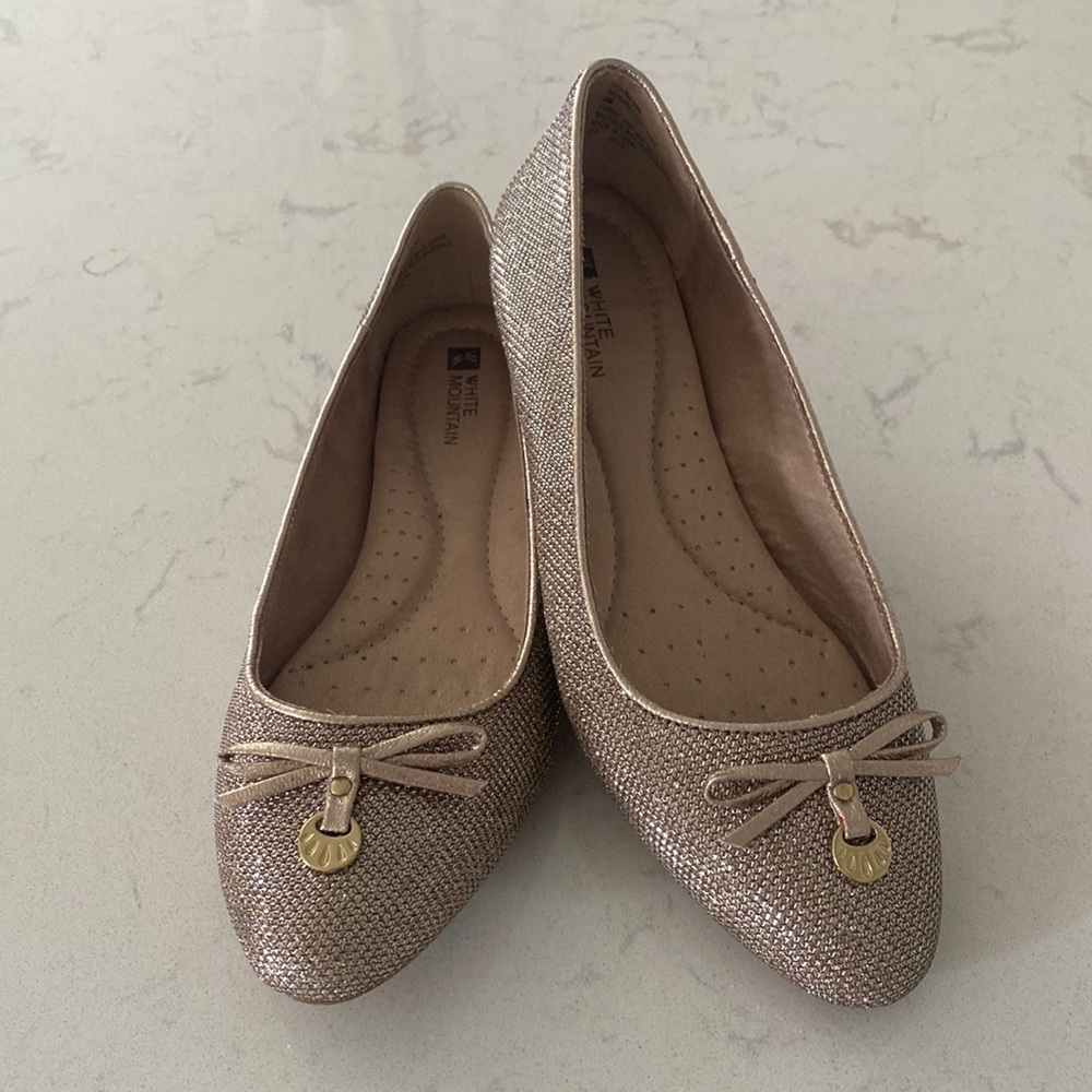 White Mountain -Chit Chat- Gold Metallic Ballet Flat - Size 8
